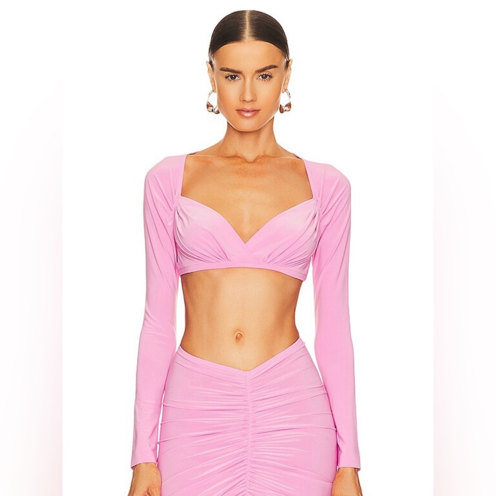 Norma Komali, Cropped Sweetheart Top in Candy Pink, Size Small